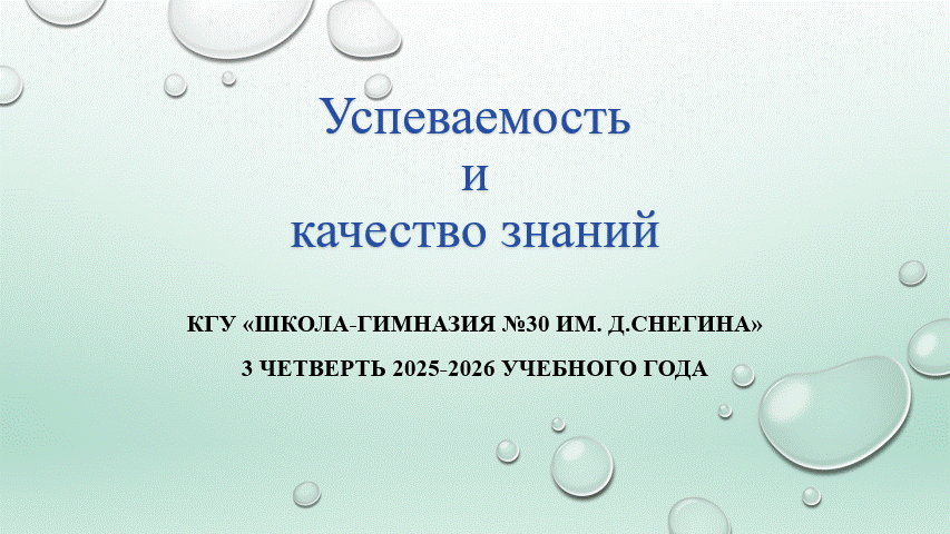 Успеваемость и качество знаний 3 четверть
